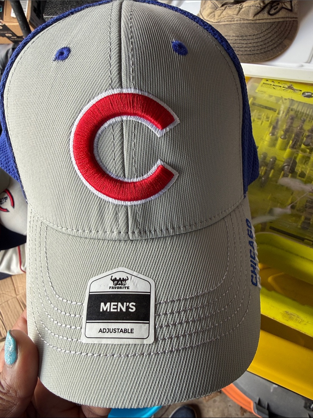 Men's Adjustable Chicago C Logo Baseball Cap - Red & Blue on Gray